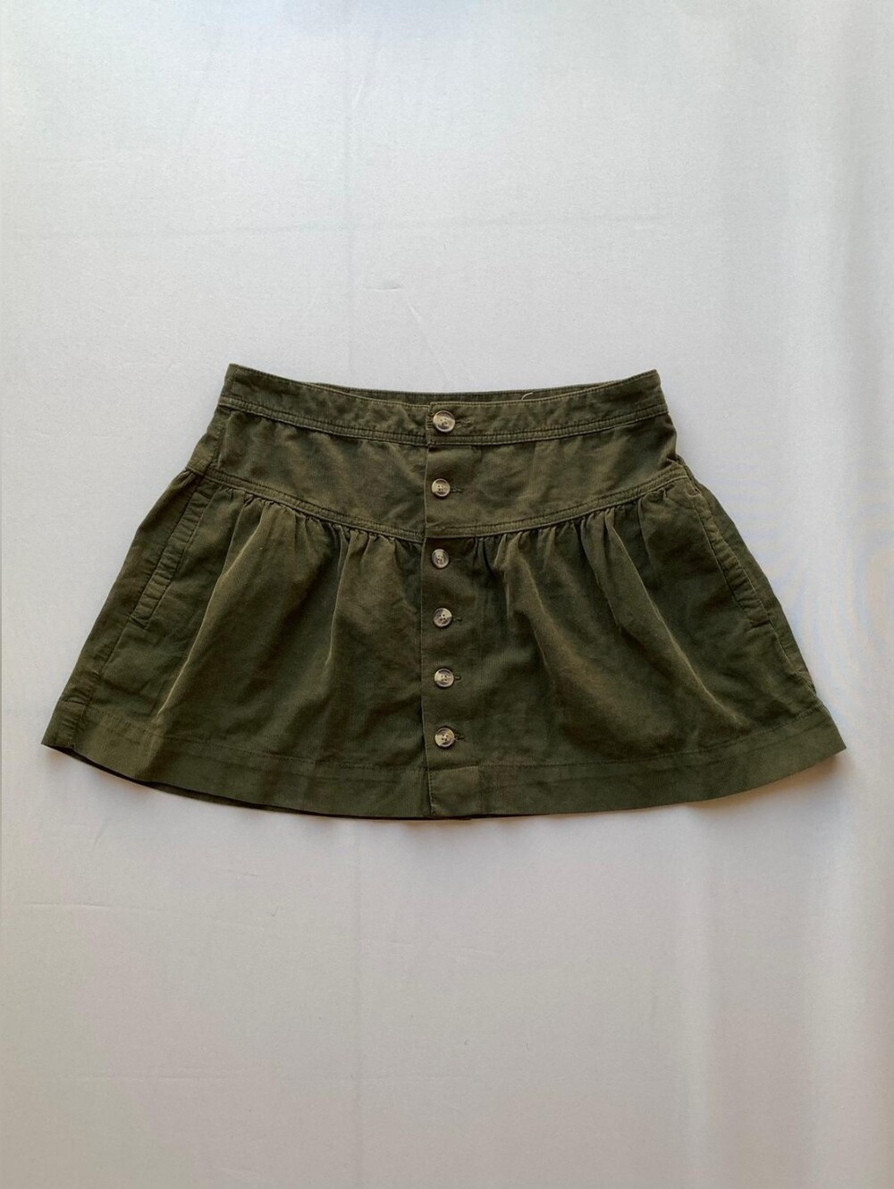 American Eagle Outfitters Olive Green Button-Front Circle Skirt